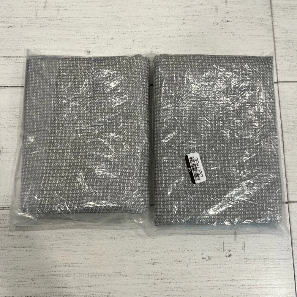New Set 2 Pottery Barn Belgian Flax Linen Waffle Weave Standard Sham Covers Grey